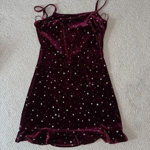 Wild honey velvet dress with silver stars